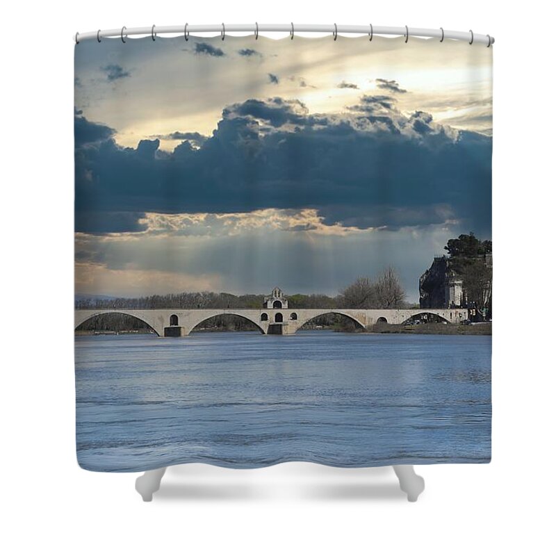 France Shower Curtain featuring the photograph France Pont D'Avignon Photo 162 by Lucie Dumas