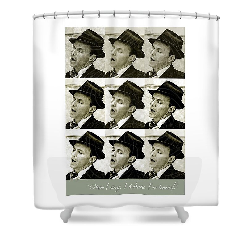 Frank Sinatra Shower Curtain featuring the digital art Frank Sinatra - Music Heroes Series by Movie Poster Boy