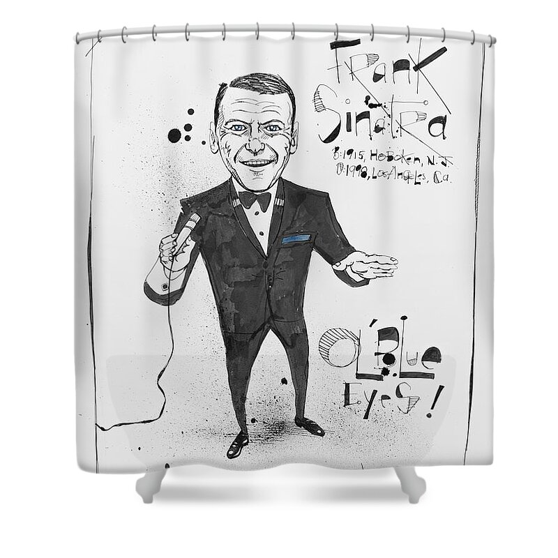  Shower Curtain featuring the drawing Frank Sinatra by Phil Mckenney