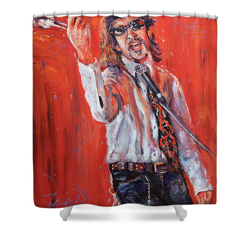Acrylic Shower Curtain featuring the painting Freddie Fuckin Friction by Robert FERD Frank