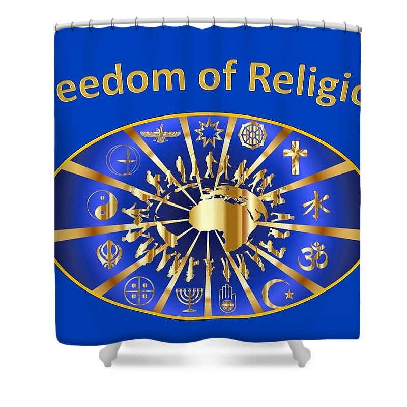 Religion Shower Curtain featuring the mixed media Freedom of Religion by Nancy Ayanna Wyatt