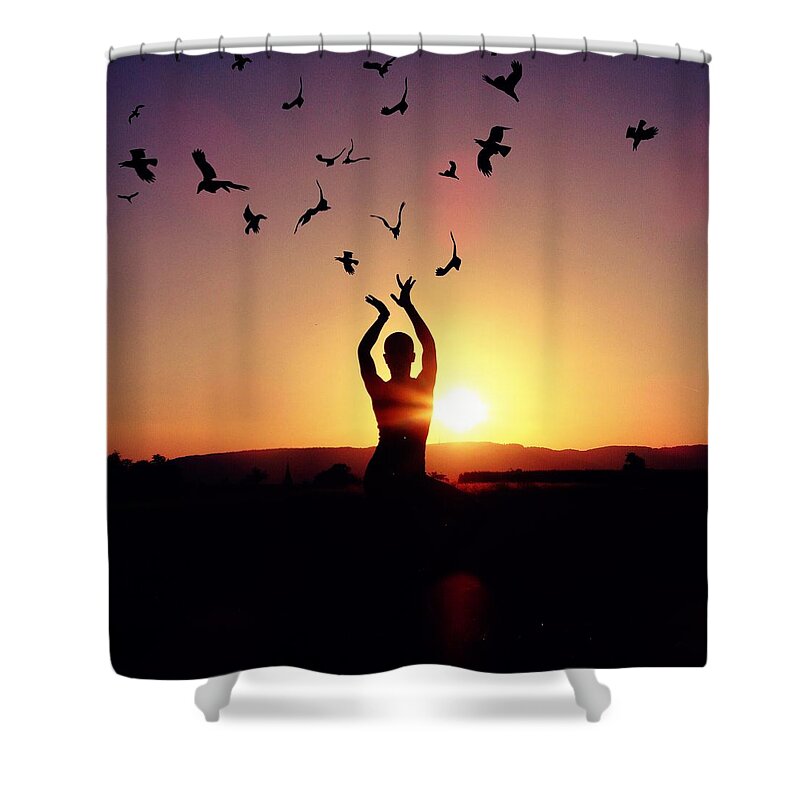 Art Shower Curtain featuring the digital art Freedom by Tanja Leuenberger