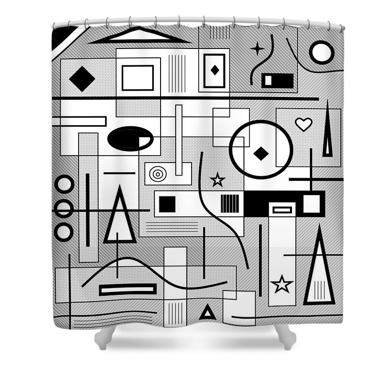 Black Shower Curtain featuring the digital art FreeForAll by Designs By L