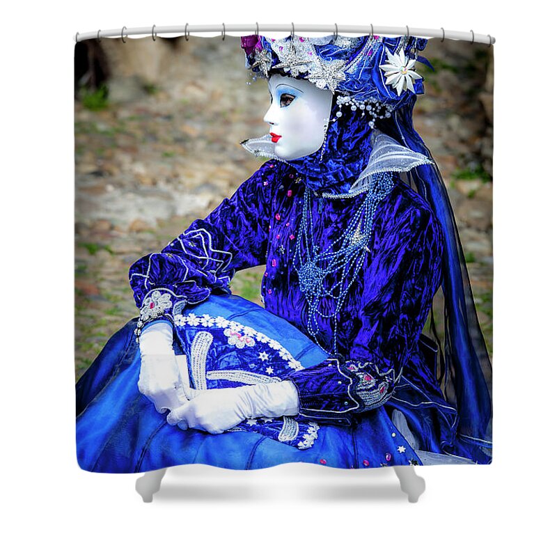 Medieval Shower Curtain featuring the photograph French Carnaval in Perouges - 5 by W Chris Fooshee