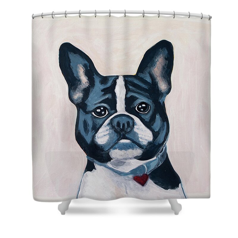 French Shower Curtain featuring the painting Frenchie by Pamela Schwartz