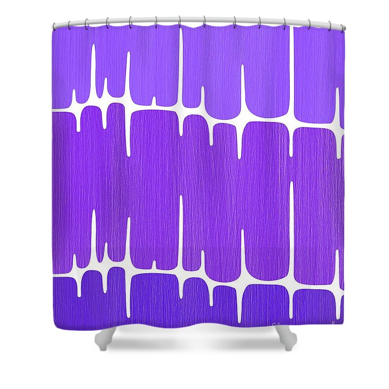 Sounds Waves Shower Curtain featuring the digital art Frequency in Purples 2 by Donna Mibus