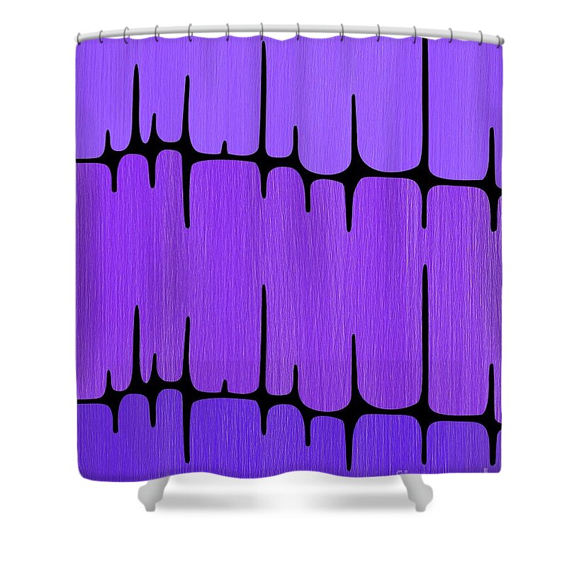 Sounds Waves Shower Curtain featuring the digital art Frequency in Purples by Donna Mibus