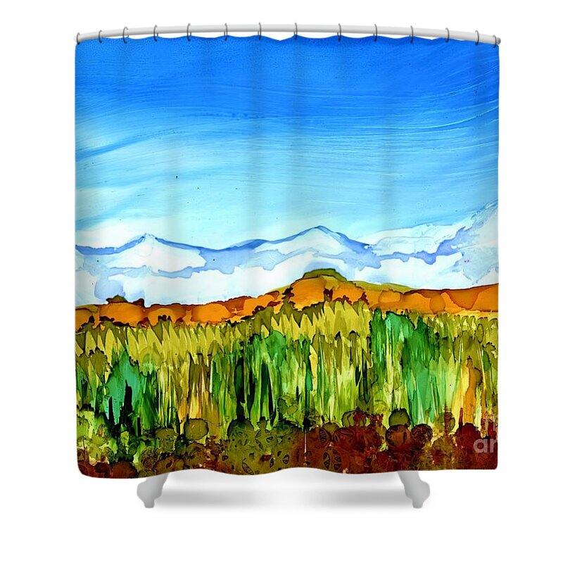 Alcohol Ink Shower Curtain featuring the painting Fresh Air by Beth Kluth