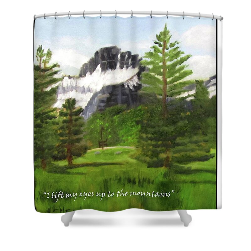 Psalm 121 Shower Curtain featuring the painting Fresh Air Psalm 121 by Linda Feinberg