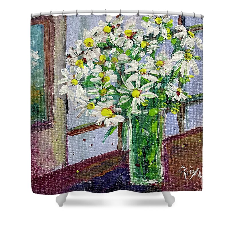 Daisies Shower Curtain featuring the painting Fresh Daisies by Roxy Rich
