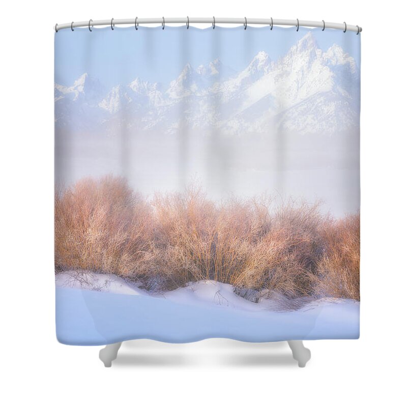 Tetons Shower Curtain featuring the photograph Fresh Fog in the Valley by Darren White