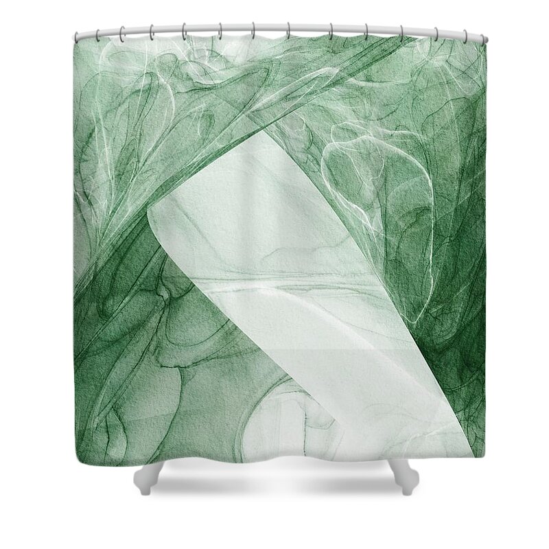 Abstract Shower Curtain featuring the digital art Fresh Green Abstract by Itsonlythemoon -