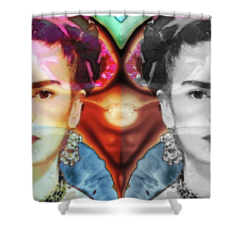 Frida Kahlo Shower Curtain featuring the painting Frida Kahlo Art - Seeing Color by Sharon Cummings