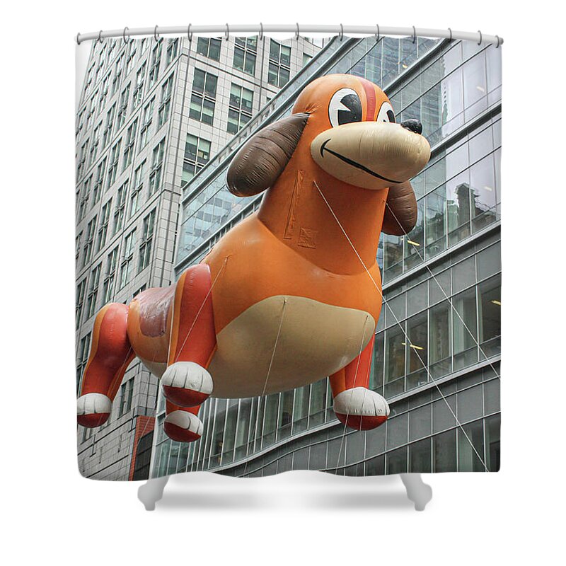 2009 Shower Curtain featuring the photograph Frieda The Dachshund at the Macys Parade by Mark Chandler
