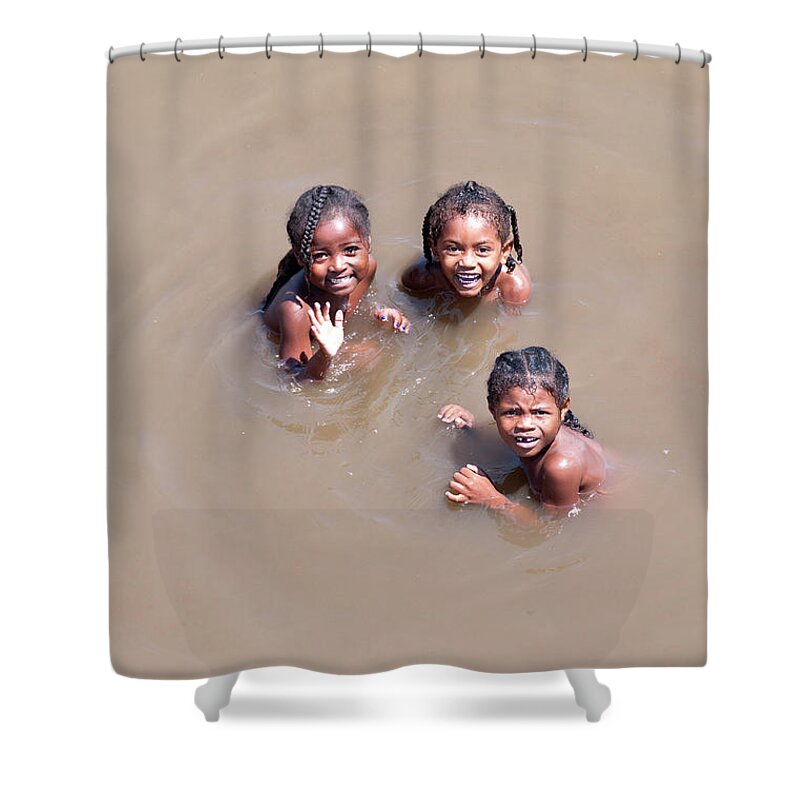 Africa Shower Curtain featuring the photograph Friends swimming by Tony Camacho