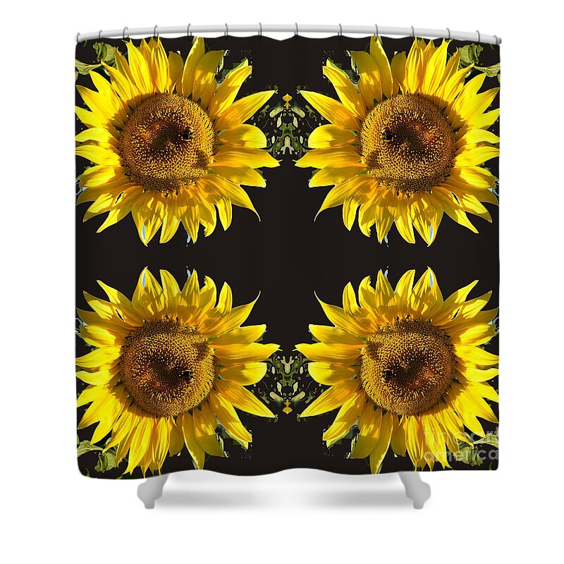 Nature Shower Curtain featuring the photograph Friendship of Sunflowers by Leonida Arte