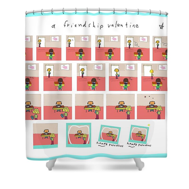 Valentine Shower Curtain featuring the drawing Friendship Valentine by Ashley Rice