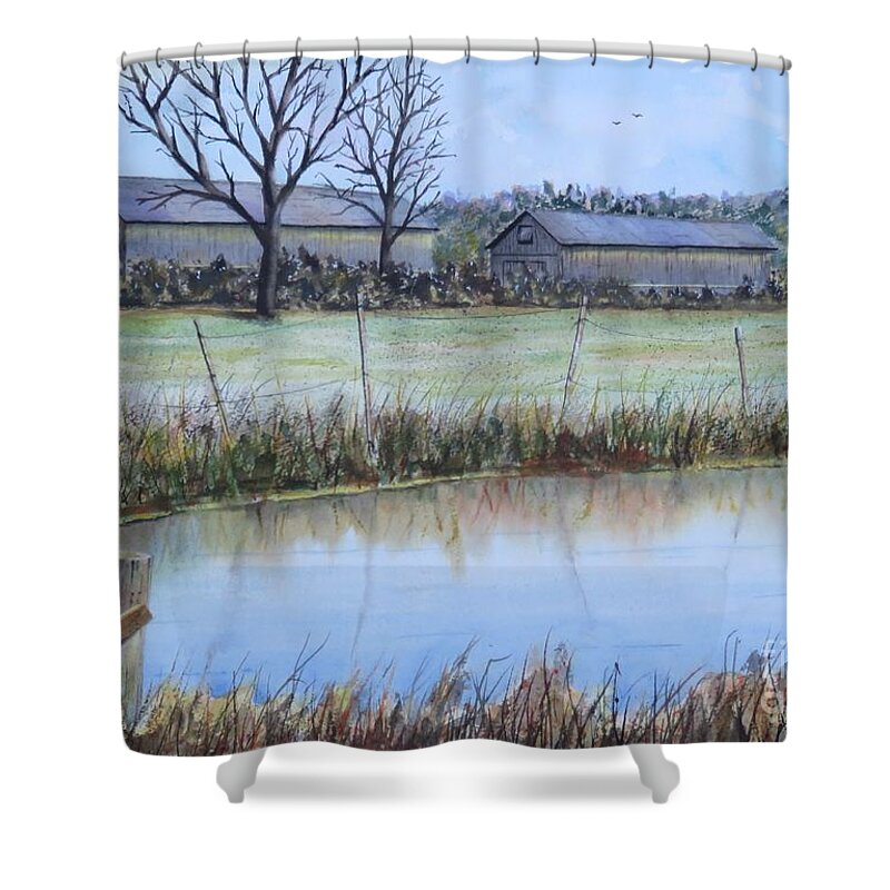 Pond Shower Curtain featuring the painting Frog Hollow Pond by Joseph Burger