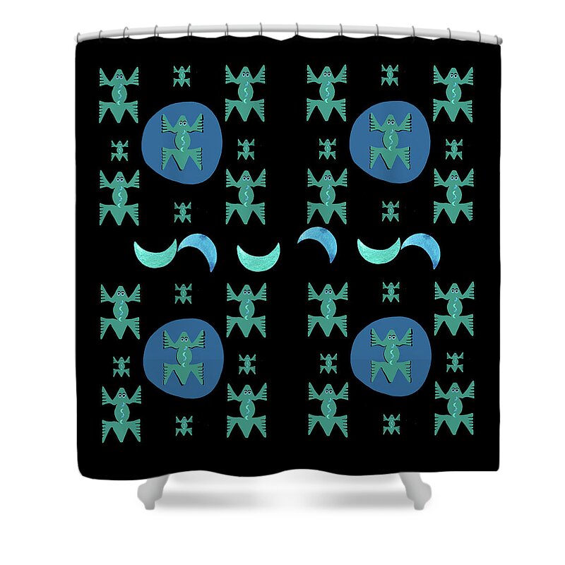 Frogs Shower Curtain featuring the digital art Frogs in the Night by Kandy Hurley