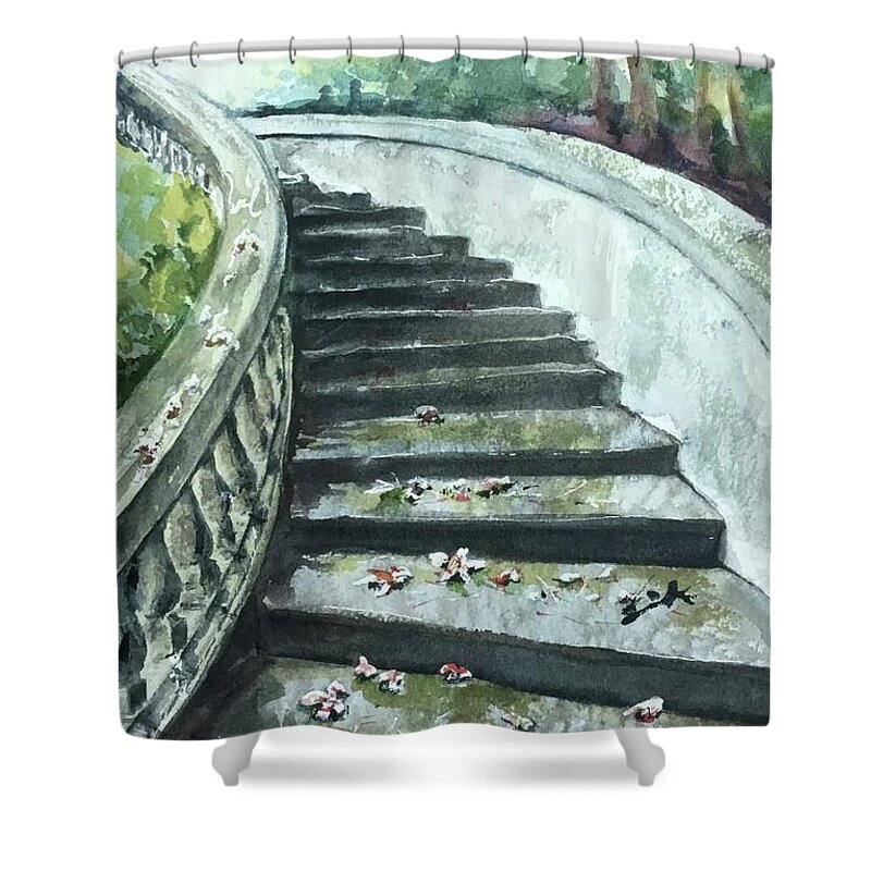 Staircase Shower Curtain featuring the painting From here to eternity by Sonia Mocnik