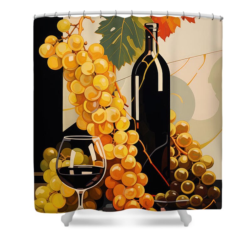 Grapes Shower Curtain featuring the painting From Vine to Art by Lourry Legarde