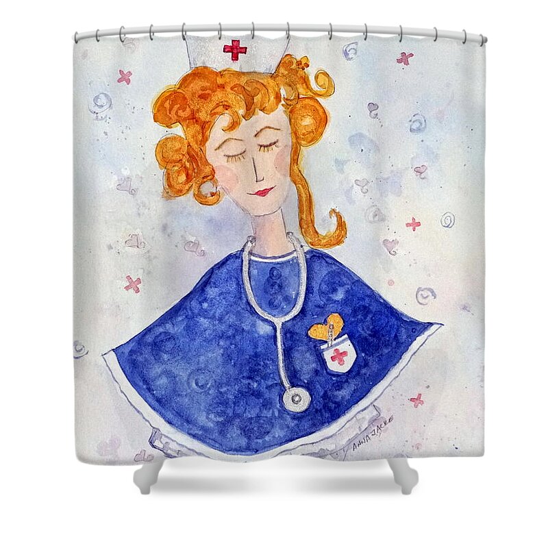 #nurses Shower Curtain featuring the painting Frontline Florence by Anna Jacke