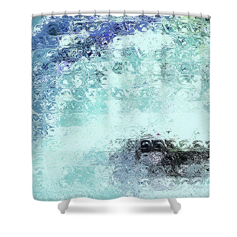 Abstract Shower Curtain featuring the mixed media Frosted Glass by Sharon Williams Eng