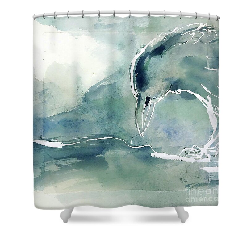 Original Watercolors Shower Curtain featuring the painting Frosted Raven 5 by Chris Paschke
