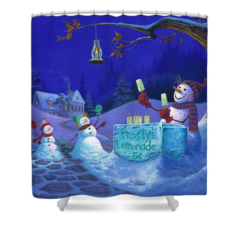 Michael Humphries Shower Curtain featuring the painting Frosty's Lemonade by Michael Humphries