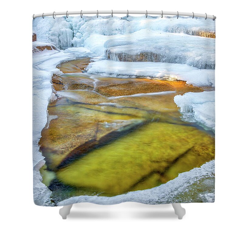 Diana's Baths Waterfalls Shower Curtain featuring the photograph Frozen Diana's Baths by Juergen Roth