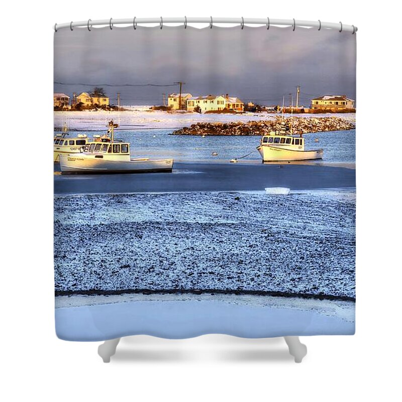 Rye Harbor Shower Curtain featuring the photograph Frozen Harbor by Steve Brown