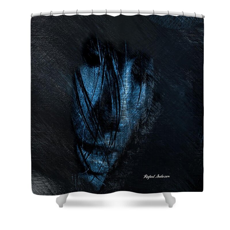 Portrait Shower Curtain featuring the painting Frozen in time of Love by Rafael Salazar