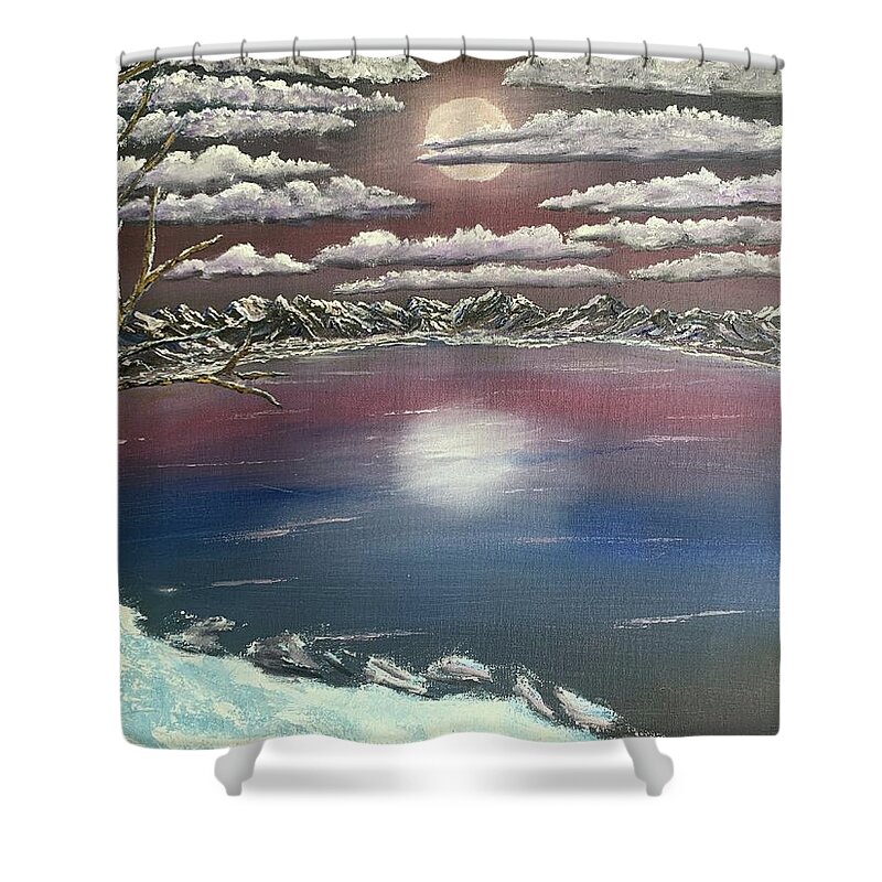 Winter Shower Curtain featuring the painting Frozen by Lisa White