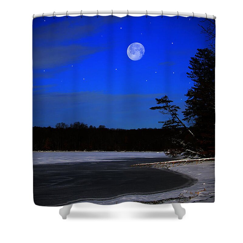 Landscape Shower Curtain featuring the photograph Frozen Moonlight Bay by Mary Walchuck