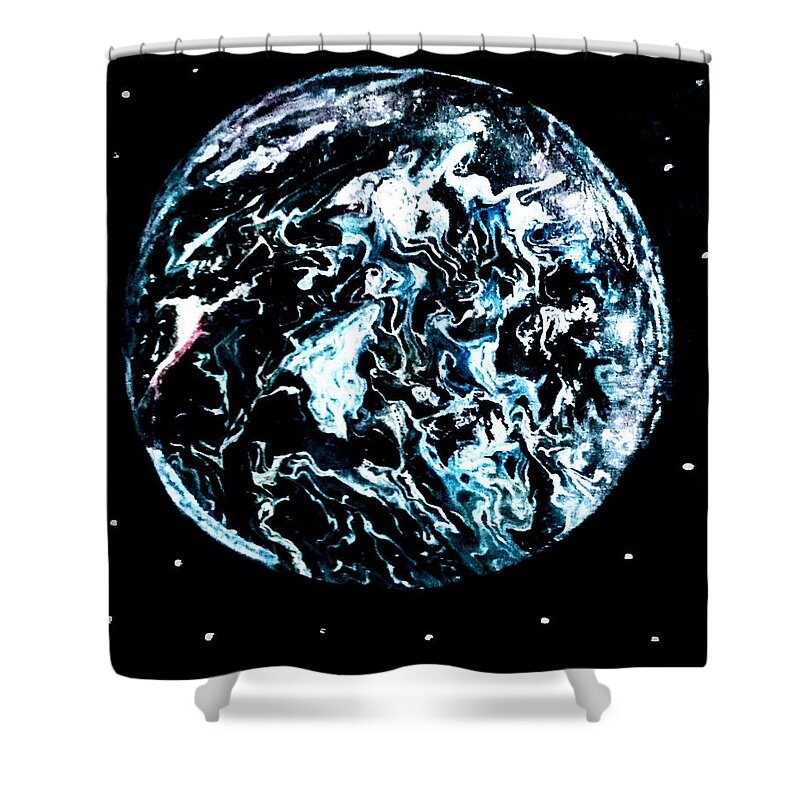 Frozen Shower Curtain featuring the painting Frozen planet by Anna Adams