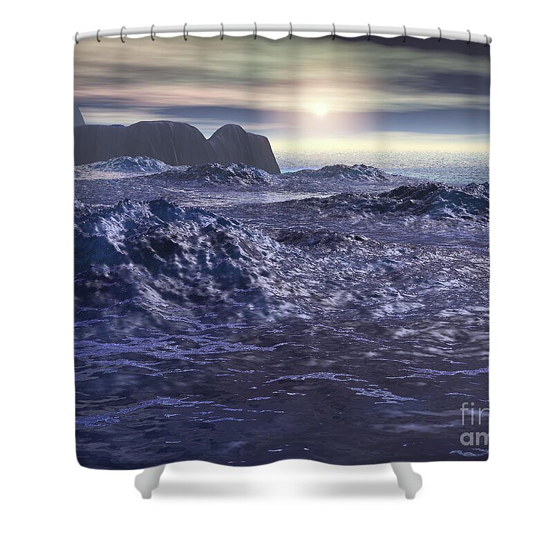 Neptune Shower Curtain featuring the digital art Frozen Sea of Neptune by Phil Perkins