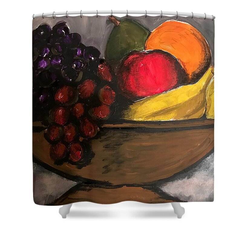  Shower Curtain featuring the pastel Fruit 2 by Angie ONeal