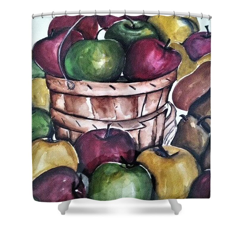  Shower Curtain featuring the painting Fruit by Angie ONeal