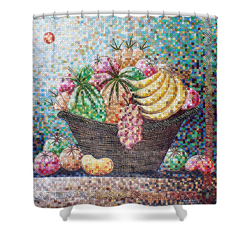Africa Shower Curtain featuring the painting Fruit Basket 2 by Paul Gbolade Omidiran