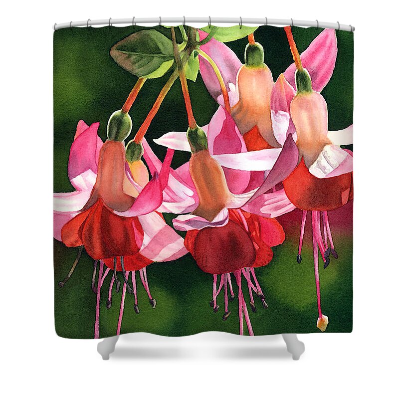 Fuchsia Shower Curtain featuring the painting Fuchsia by Espero Art