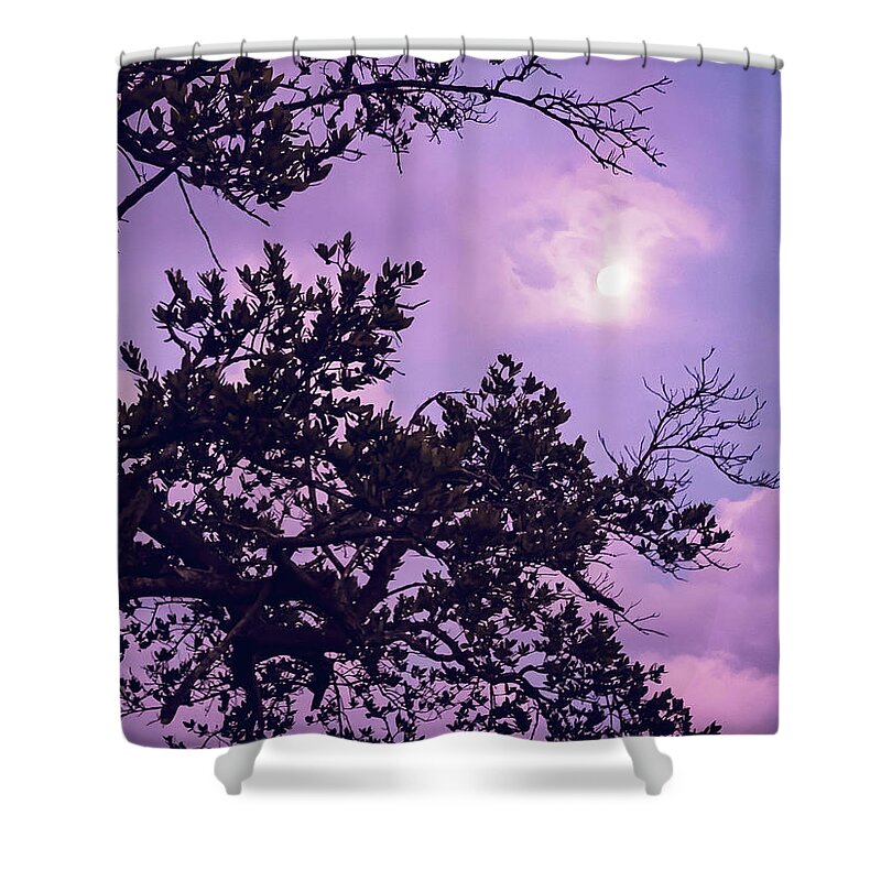 Full Moon Shower Curtain featuring the photograph Full Moon During Sunrise by Sue M Swank