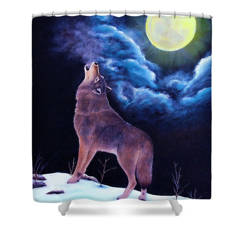 Wolf Shower Curtain featuring the painting The Wandering Wolf by Shirley Dutchkowski