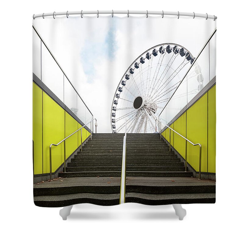 New Topographics Shower Curtain featuring the photograph Fun Fair Entrance by Stuart Allen