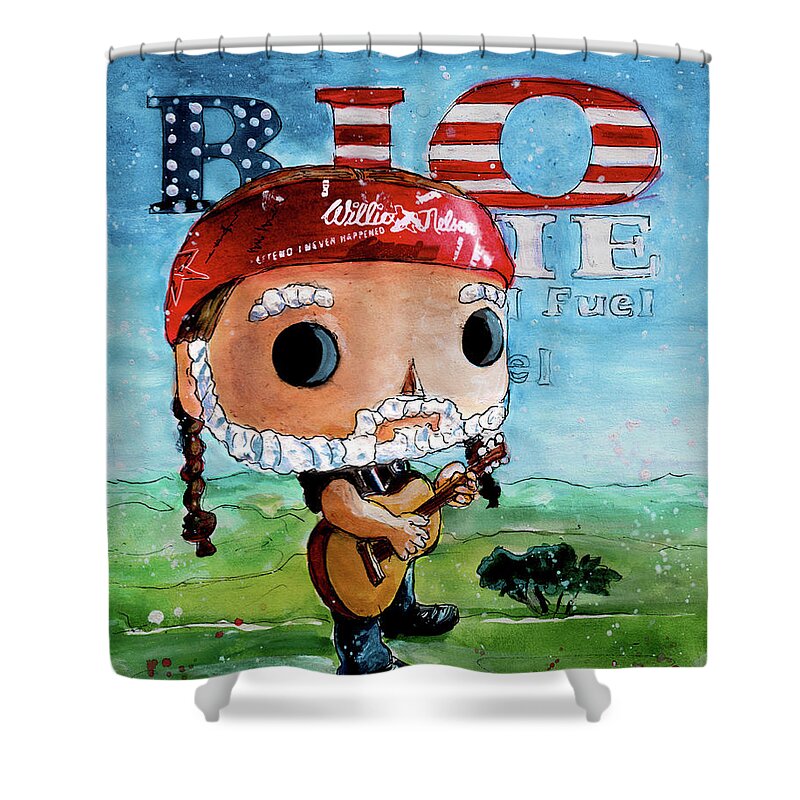 Music Shower Curtain featuring the painting Funko Bio Willie by Miki De Goodaboom