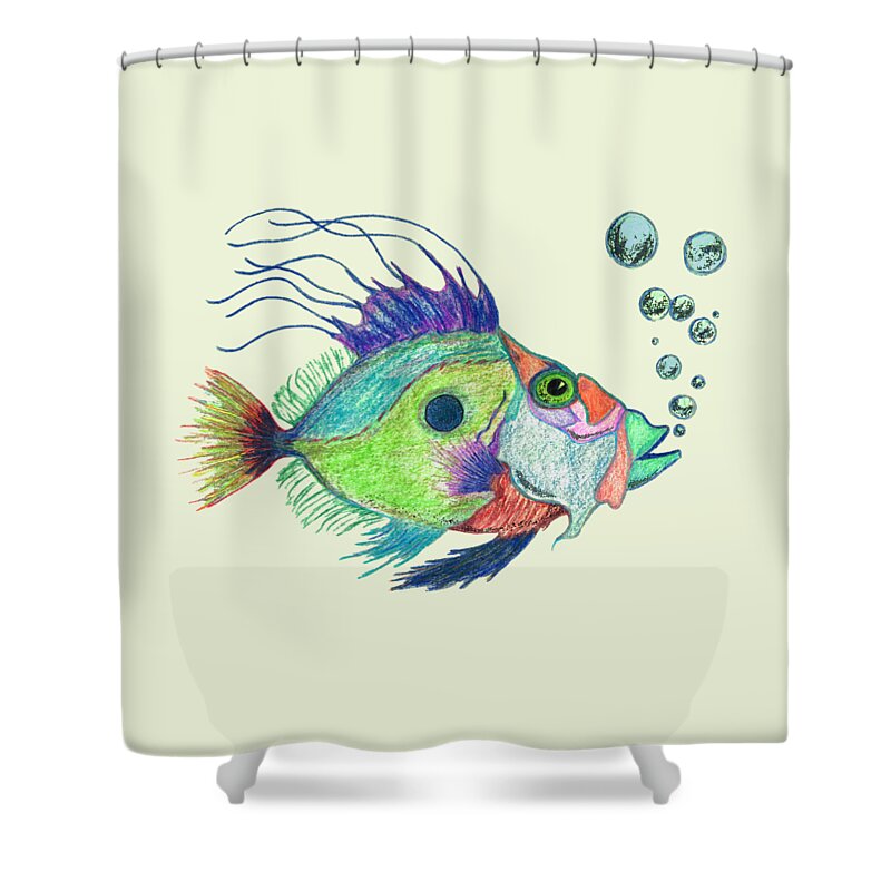 Fish Shower Curtain featuring the painting Funky Fish Art - By Sharon Cummings by Sharon Cummings