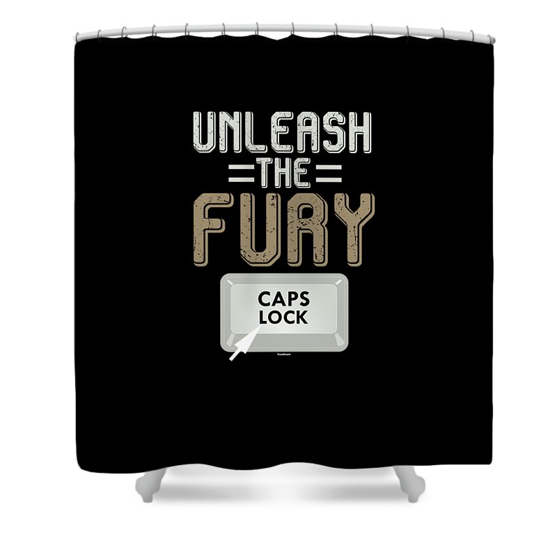 Funny Caps Lock Keyboard Shower Curtain by Thomas Larch - Fine Art