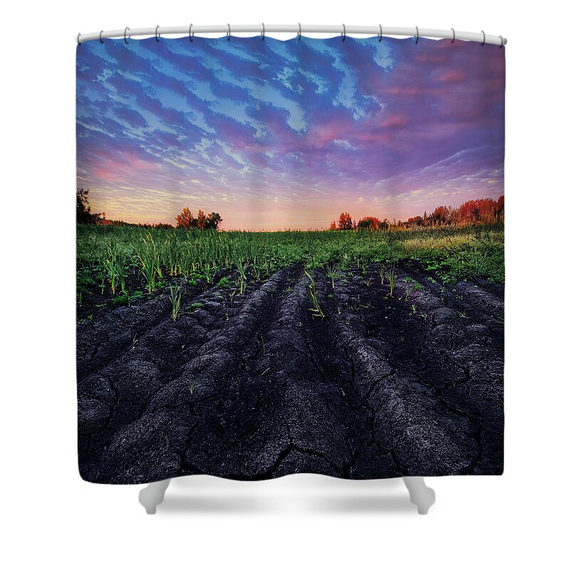 Landscape Shower Curtain featuring the photograph Furrowed Fields by Dan Jurak