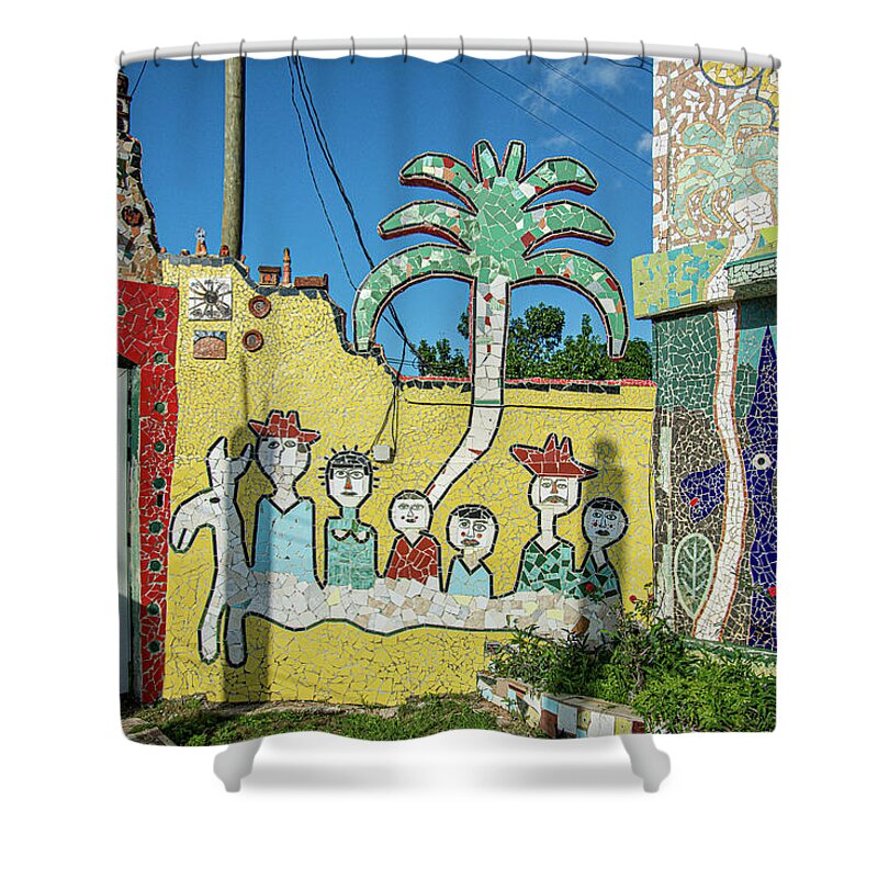 © 2015 Lou Novick All Rights Reversed Shower Curtain featuring the photograph Fusterlandia 13 by Lou Novick
