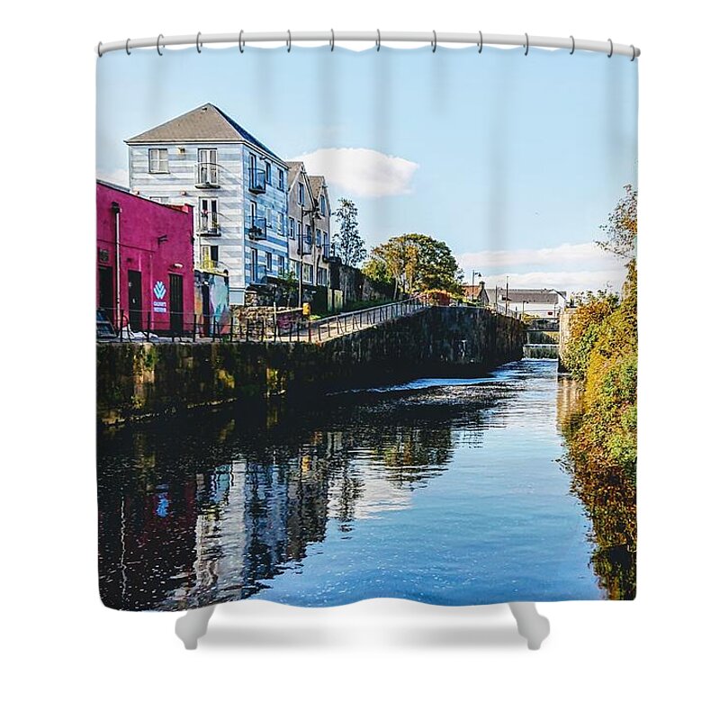 Galway Ireland Shower Curtain featuring the painting art prints ofGalway tranquil West end by Mary Cahalan Lee - aka PIXI