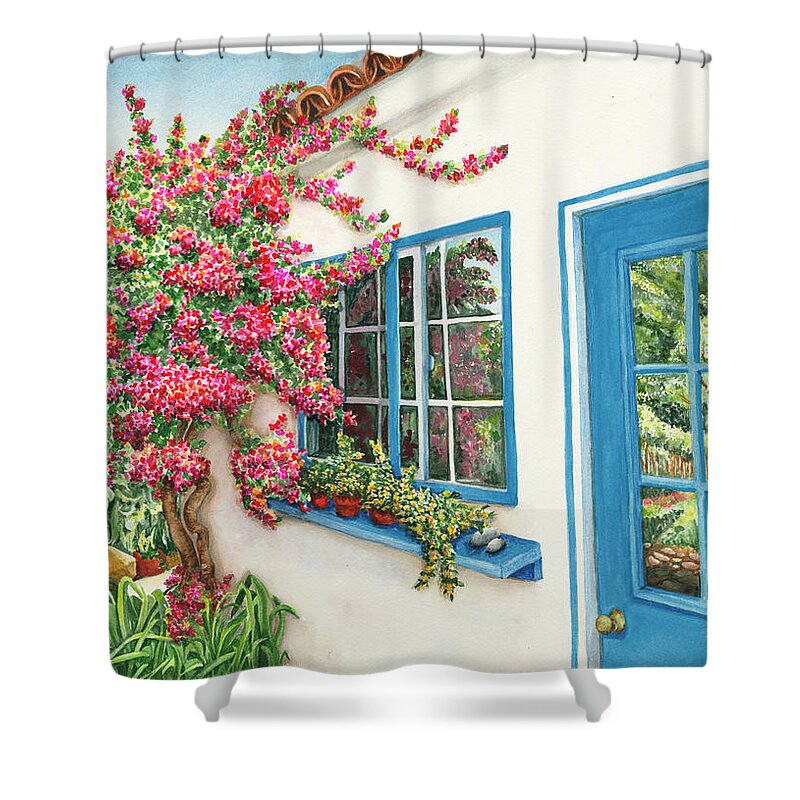 Bungalow Shower Curtain featuring the painting Garden Bungalow by Lori Taylor
